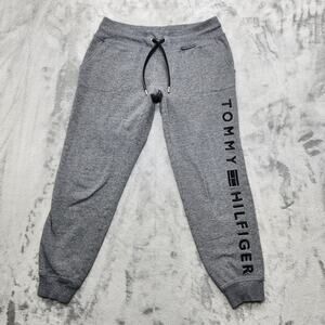 Tommy Hilfiger Sport Pants Womens S Gray Jogger Embroidered Spellout Logo Preppy